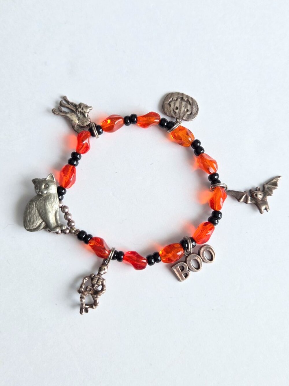 Danforth Pewter & Silver Halloween Beaded Charm Bracelet